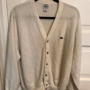 Vintage men's white sweater - Lacoste, size XL